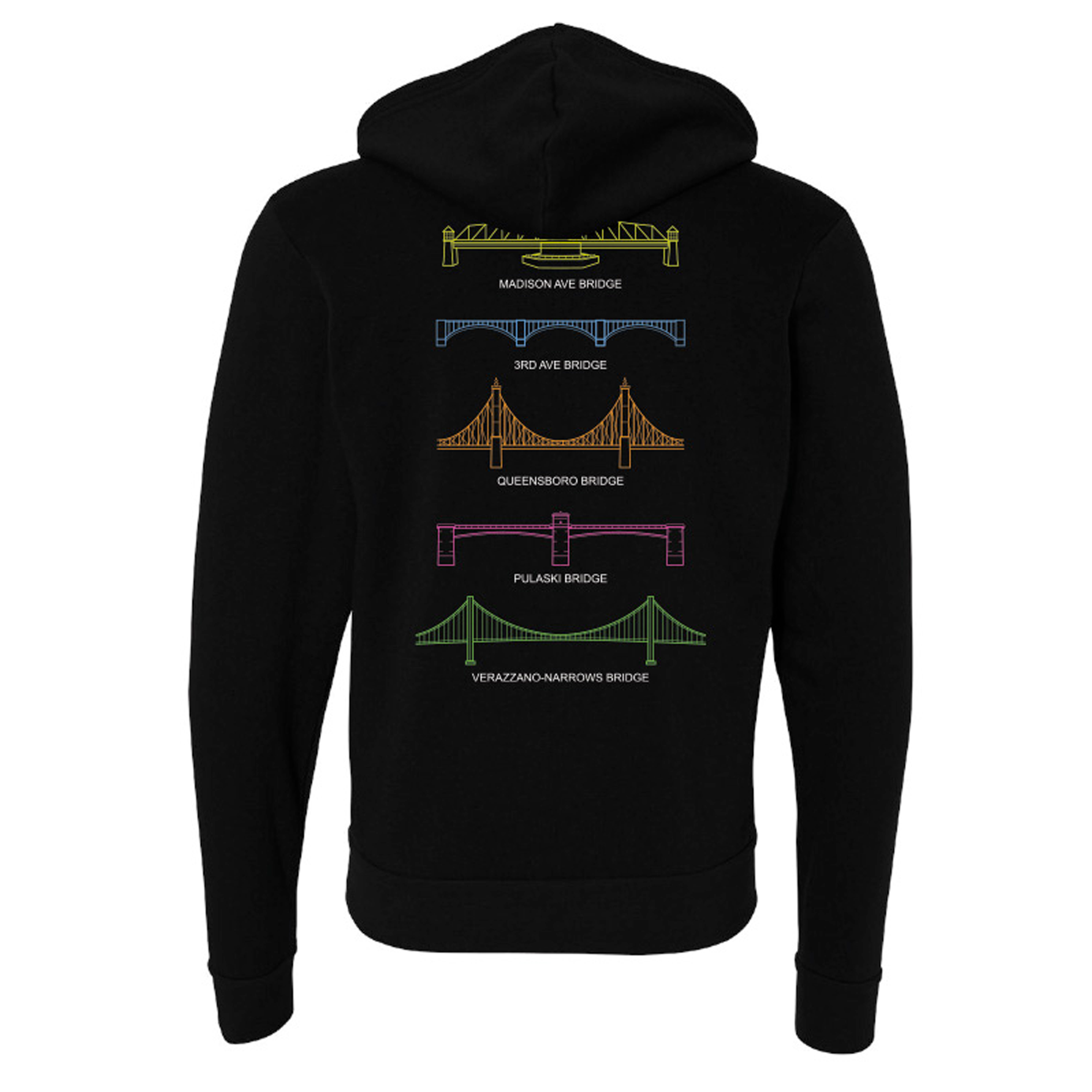 TD Five Boro Bike Tour Bridges Unisex Zip Up Hoodie